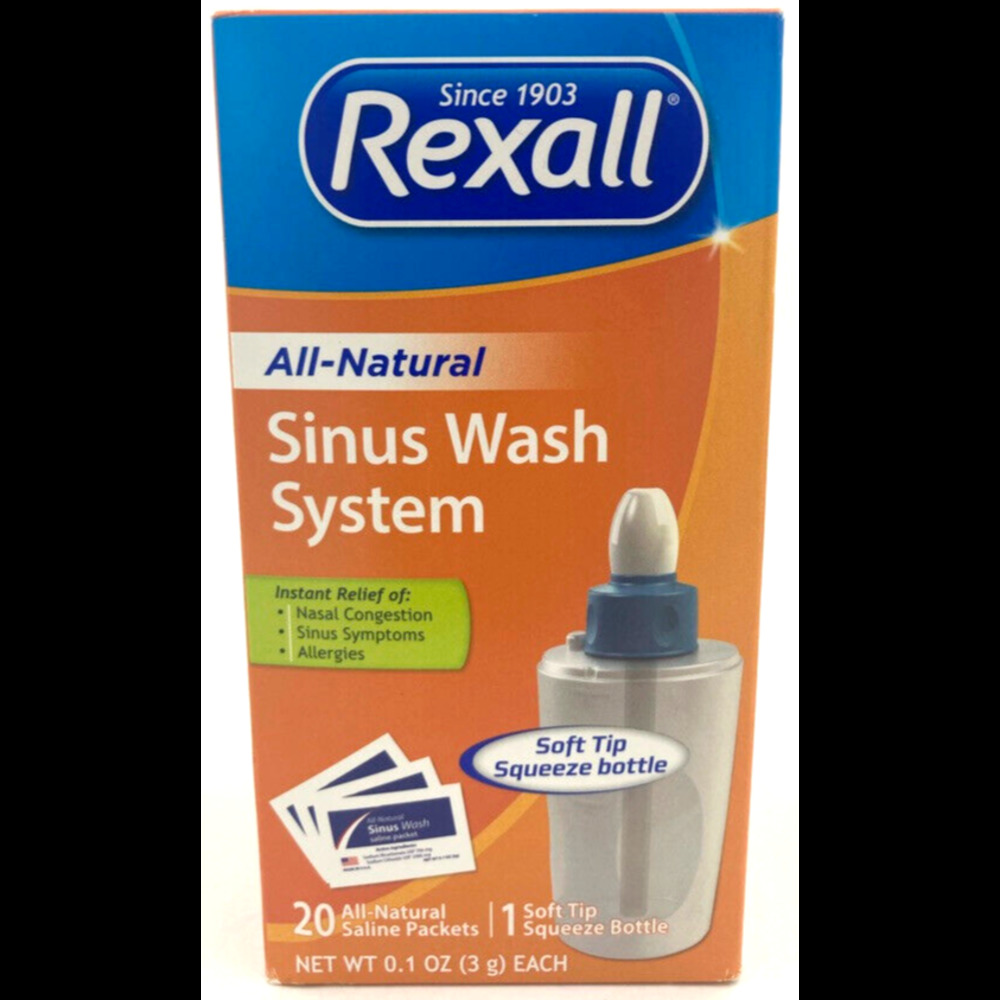 Sealed Box Rexall All-Natural Sinus Wash System (20 Saline Packets) Exp. 06/24